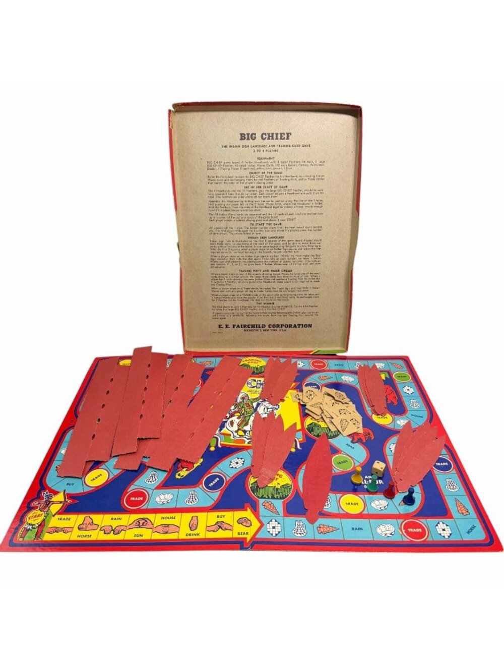 Vintage Let’s Play Big Chief Board Game Indian Sign Language- Complete!